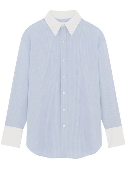 Camicia in cotone azzurro/bianco Saint Laurent | 782496Y5I744360